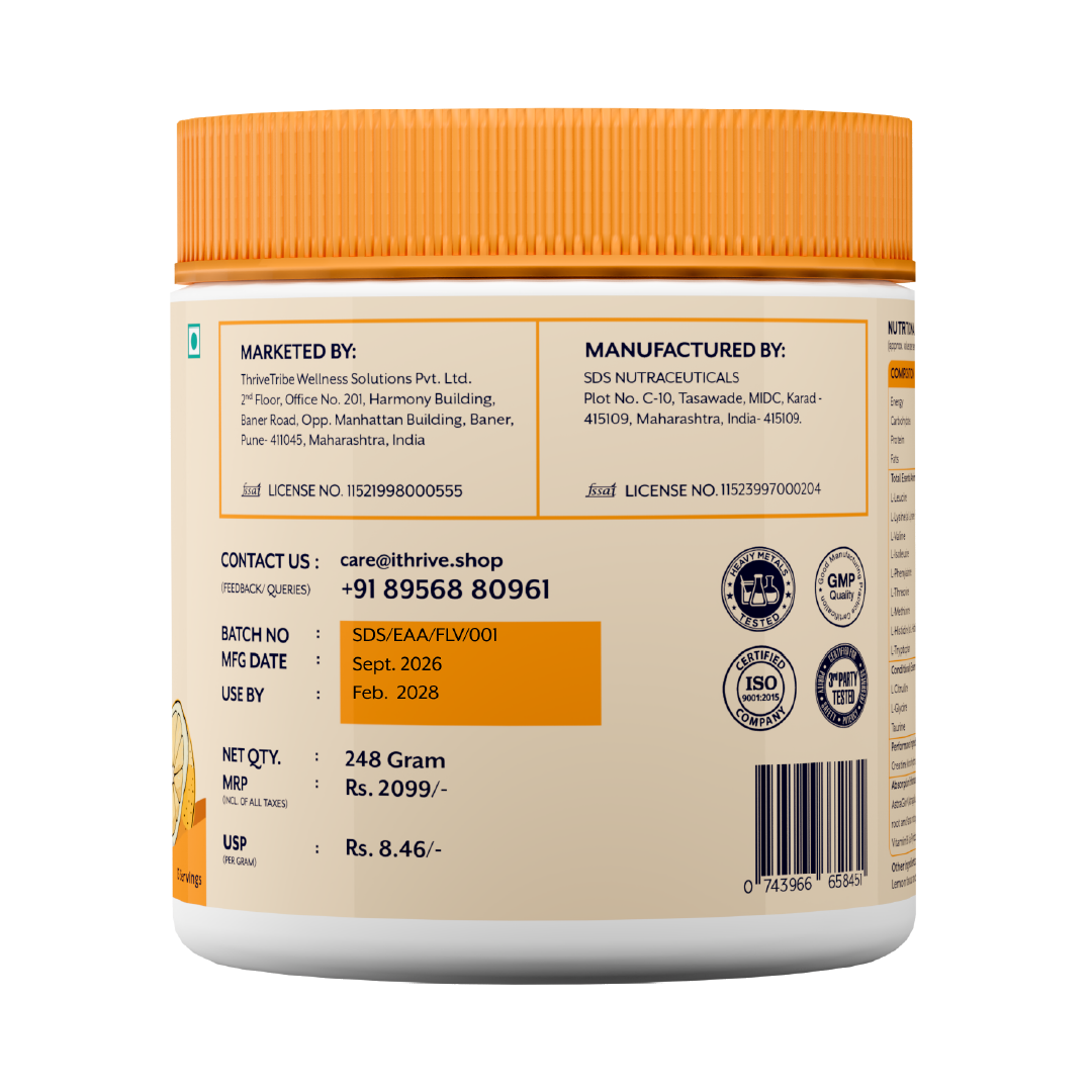 EAA Protein Support | All 9 Essential Amino Acids + Creatine | Lemon Flavor - 248g