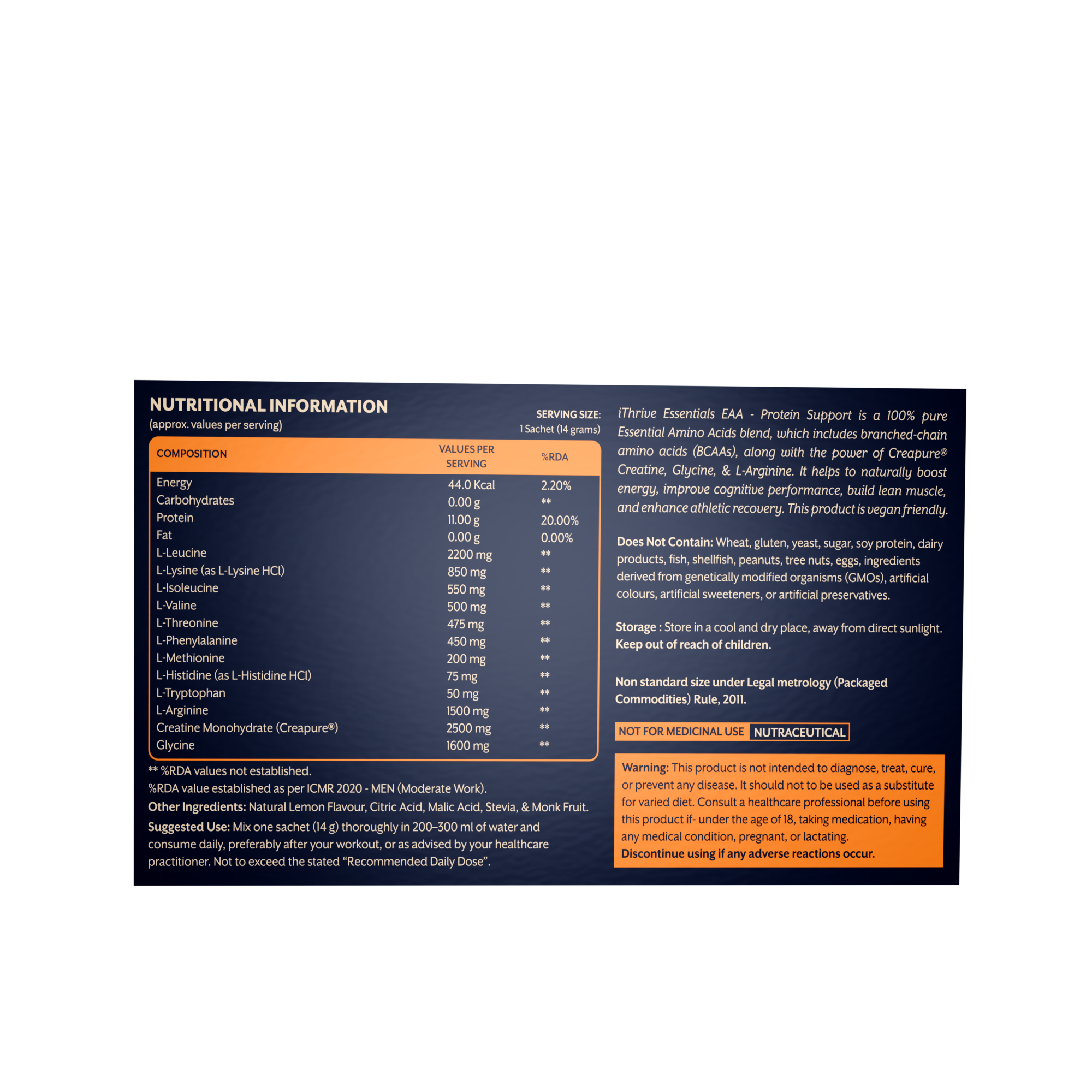 EAA Protein Support – Lemon Flavor | Build Muscle, Boost Energy & Recovery | 30 Sachets