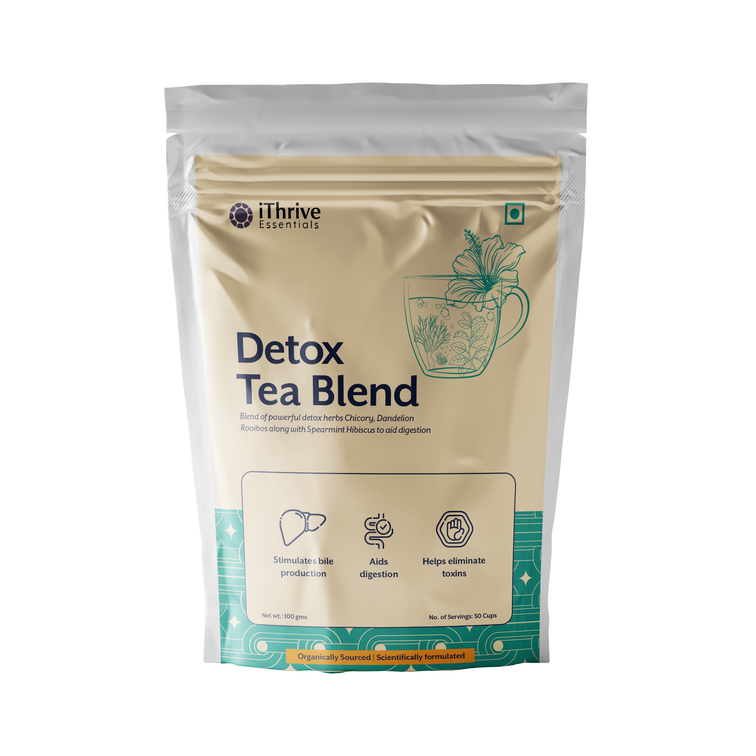 iThrive Detox Tea Blend, 100gm, five-herb daily caffeine-free tea