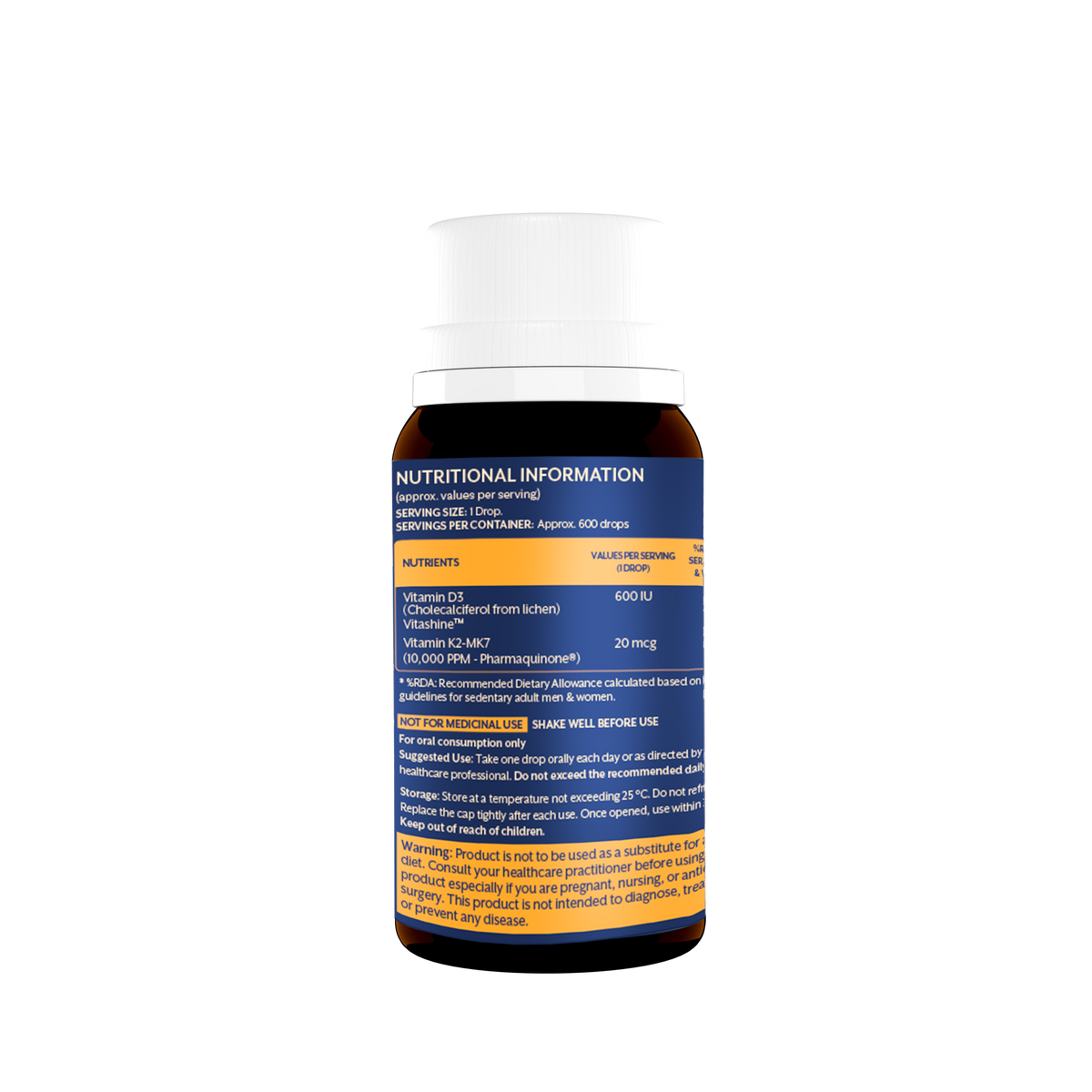 Vitamin D3 + K2 in MCT Oil - 20ml