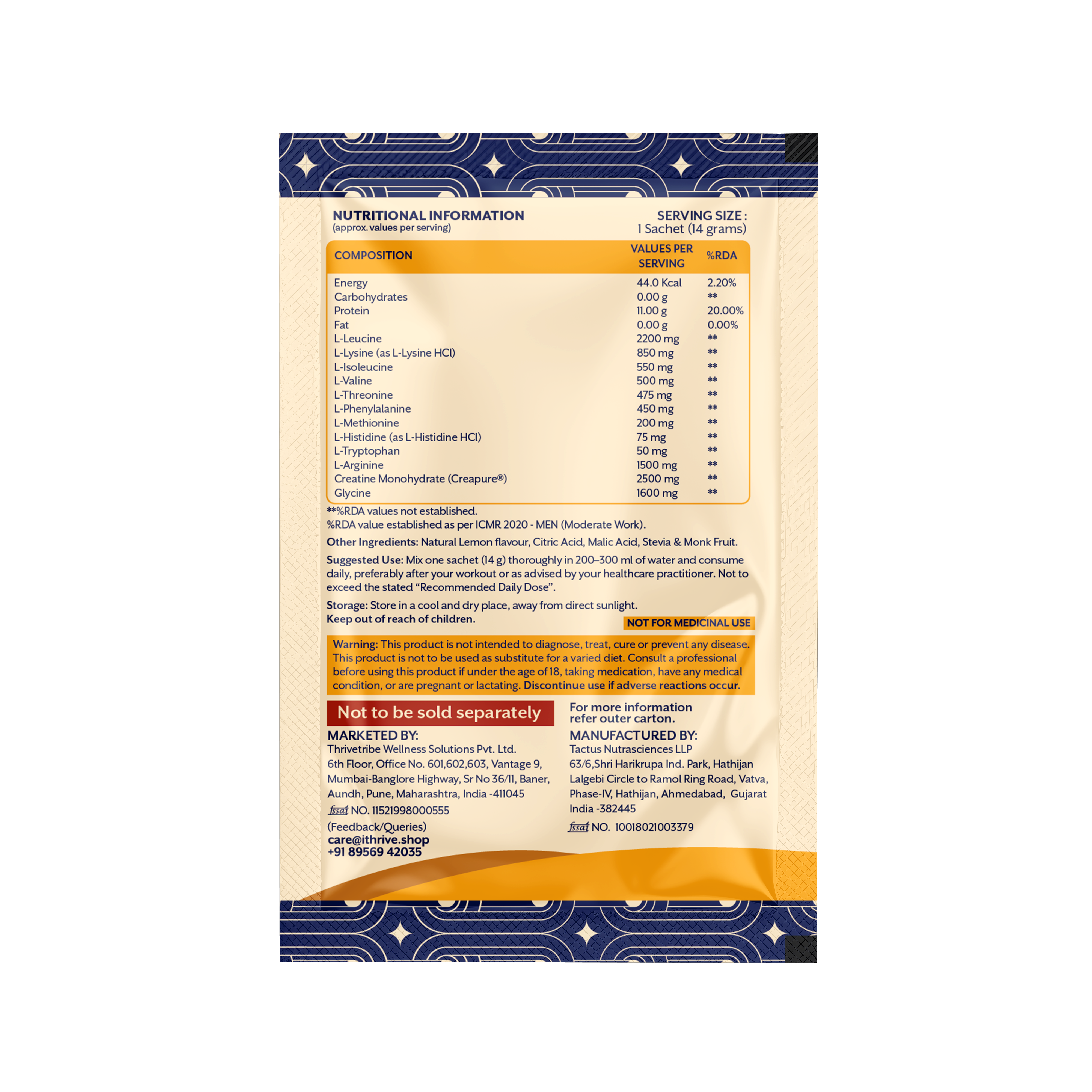 EAA Protein Support – Lemon Flavor | Build Muscle, Boost Energy & Recovery | 30 Sachets