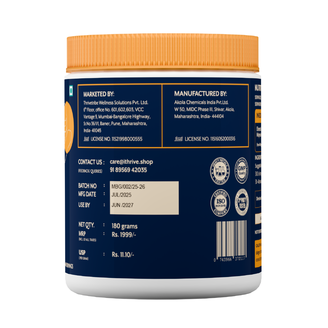 Magnesium Bisglycinate Powder - 180gm - Highly Absorbable Chelated Magnesium