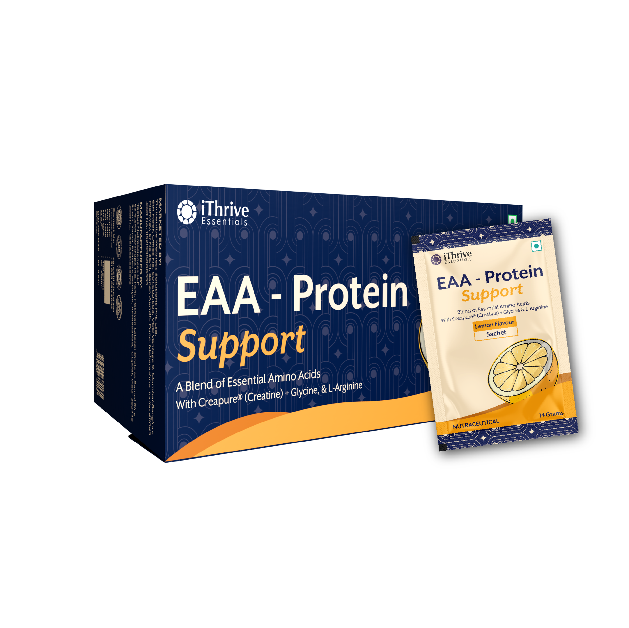 EAA Protein Support – Lemon Flavor | Build Muscle, Boost Energy & Recovery | 30 Sachets