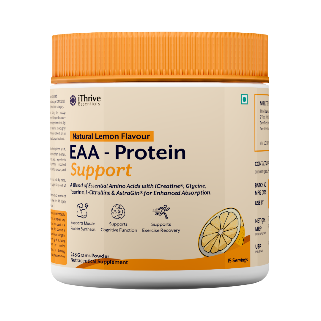 EAA Protein Support Unflavoured - Build Muscle, Boost Energy with BCAAs, iCreatine® Creatine & Glycine - 210 Grams Jar