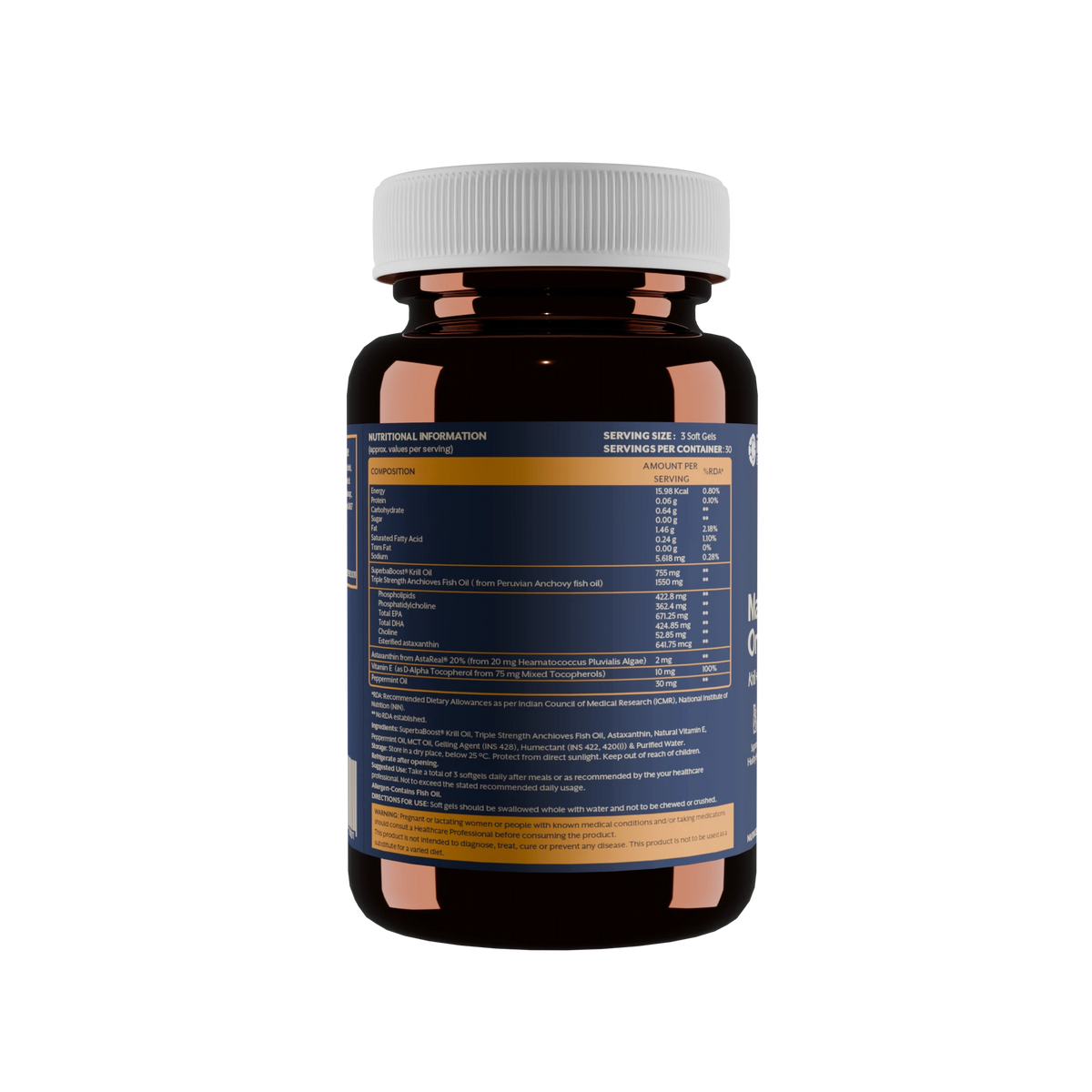 Marine Omega-3 Complex - Krill Oil + Fish Oil | 90 Soft Gels