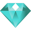 Teal gemstone on a white background